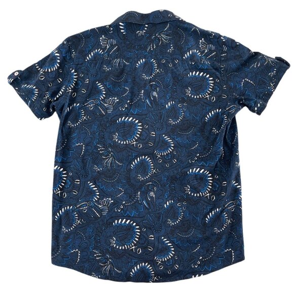 Au Noir Short Sleeve Stretch Espinoza Navy Button Front Size 4/L Classic $178 - Picture 13 of 13